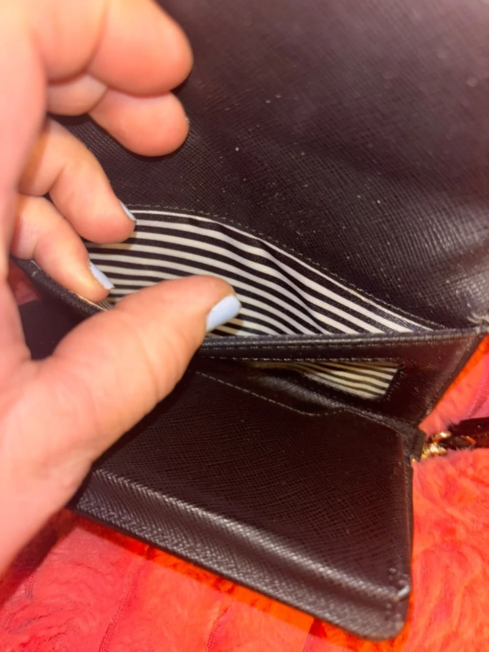 kate spade Black Saffiano Leather Wristlet with Gold Plate